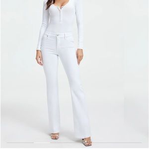 Good American white flare jeans